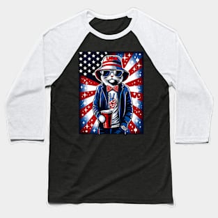 s Patriotic Usa Peace Cat 4Th Of July Baseball T-Shirt